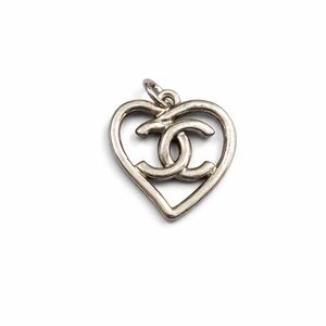 Designer-Inspired CC Heart Charm Pendant Silver Tone NWOT
